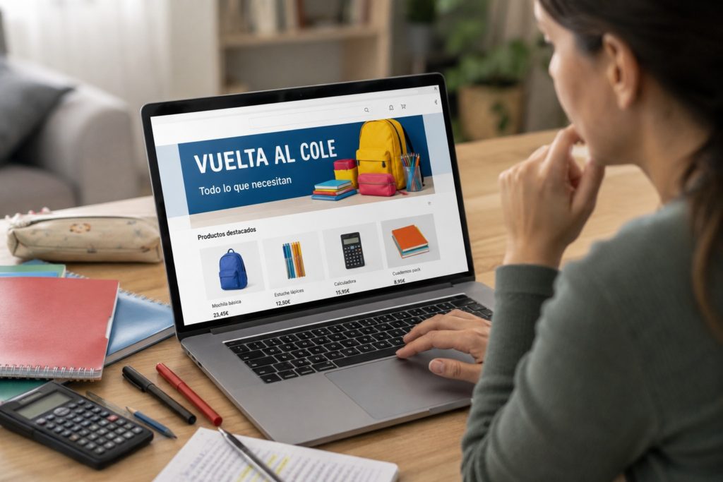 Las familias gastarán una media de 198 euros en compras online para la vuelta al cole 2026